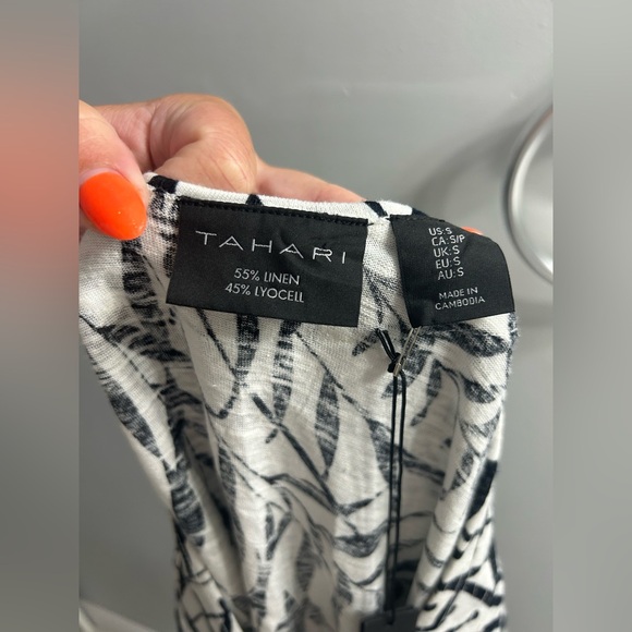 NWT tahari linen black and white button up - Picture 6 of 6